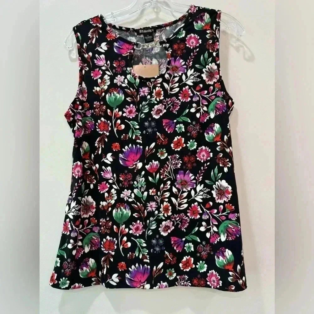 Floral Print Sleeveless Blouse by Design - Size M & XL